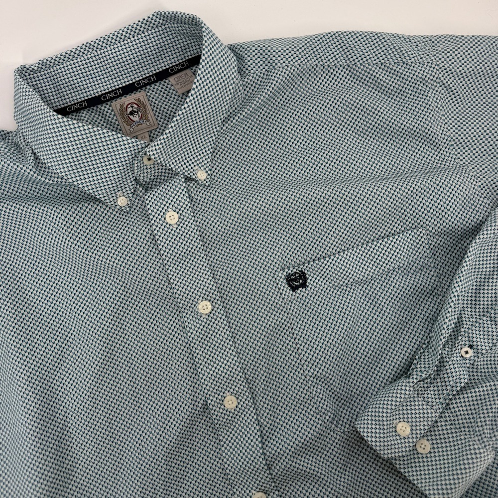 Cinch Western Shirt Mens XL Long Sleeve Teal Geometric Button Down MTW1105305